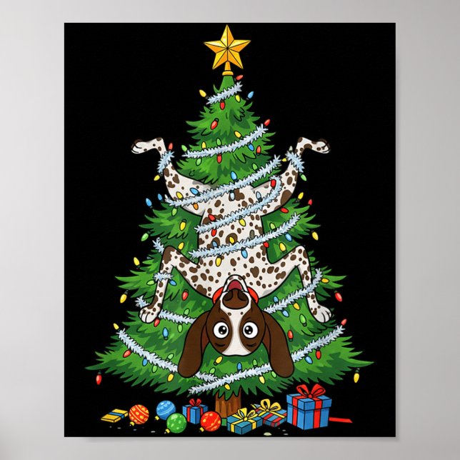 Poster Funny German Shorthaired Inter Dog Christmas Tree  (Frente)