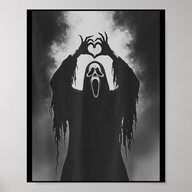 Poster Funny Ghost Hand Heart Sign Soky Costume Halloween (Frente)