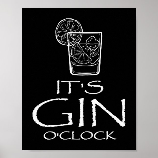 Poster Funny Gin Tonic Saying Oh It's Gin O'clock  (Frente)