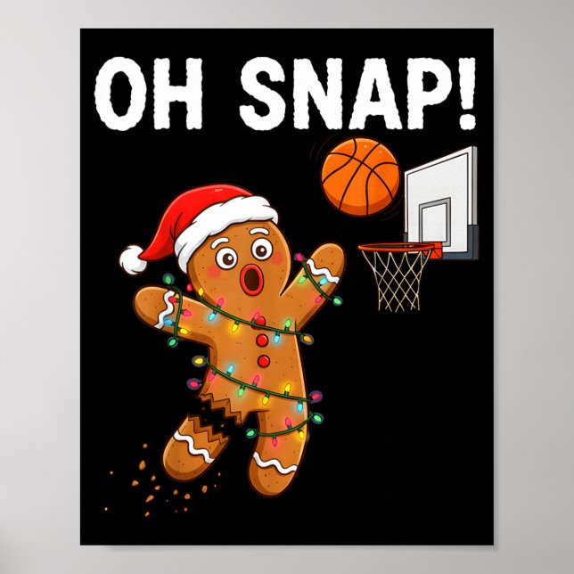 Poster Funny Gingerbread Basketball Christmas Santa Cooki (Frente)