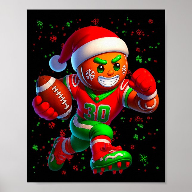 Poster Funny Gingerbread Football Snowflake Christmas Xma (Frente)