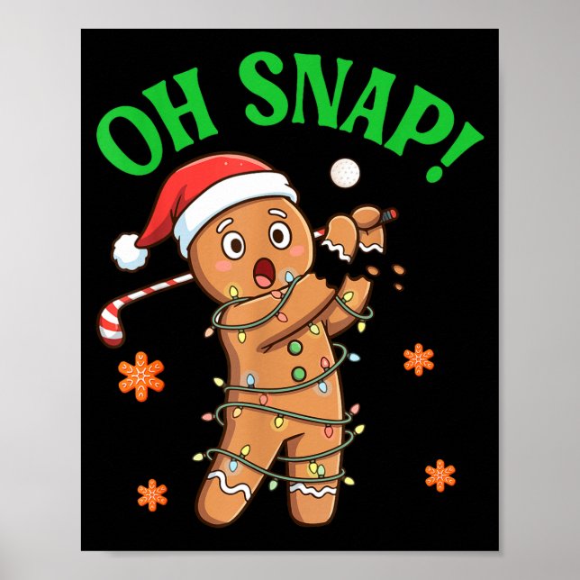 Poster Funny Gingerbread Golf Christmas Cookie Oh Snap Sa (Frente)