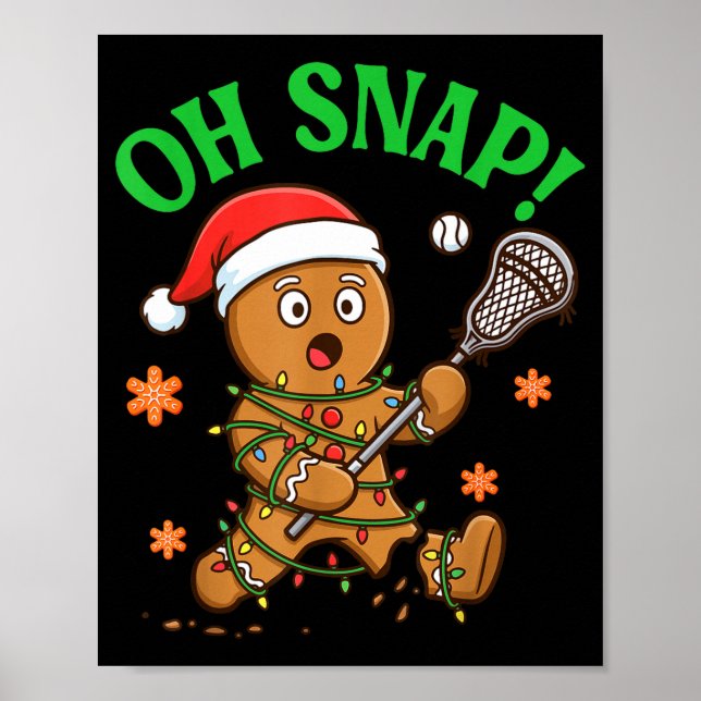 Poster Funny Gingerbread Lacrosse Christmas Cookie Oh Sna (Frente)