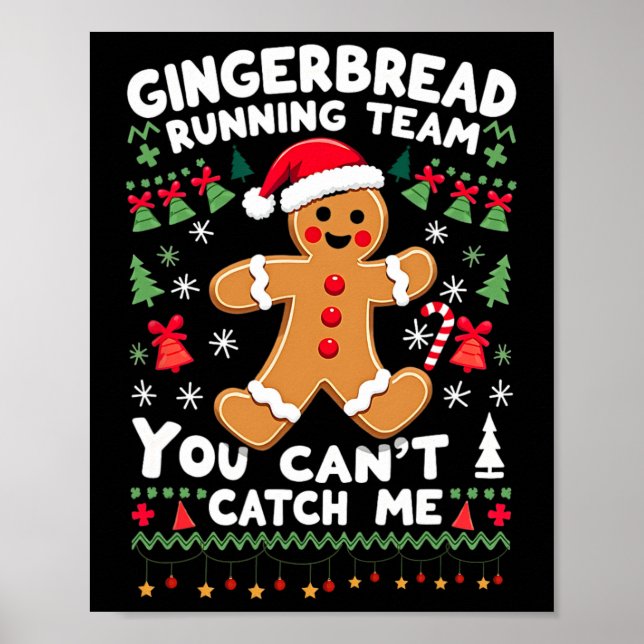 Poster Funny Gingerbread Running Team Ugly Christmas Swea (Frente)