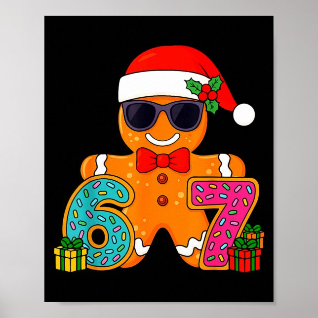 Poster Funny Gingerbread Six Seven 67 Ice Cream Drip Chri (Frente)