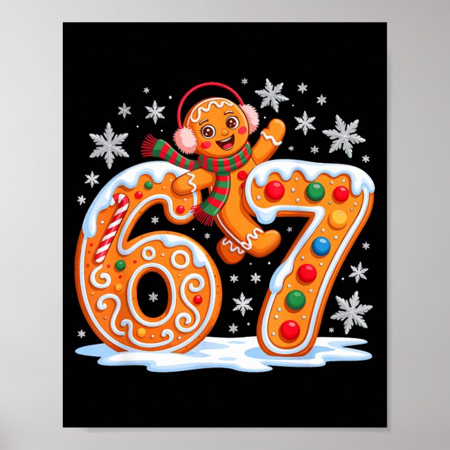 Poster Funny Gingerbread Six Seven 67 Ice Cream Drip Chri (Frente)