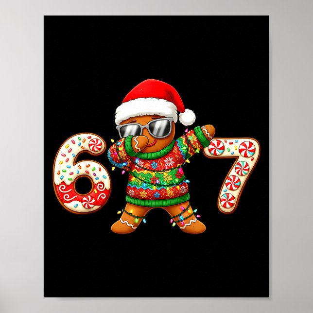 Poster Funny Gingerbread Six Seven 67 Ice Cream Drip Chri (Frente)