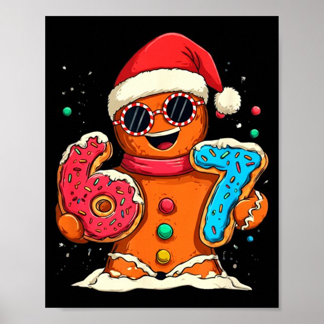 Poster Funny Gingerbread Six Seven 67 Ice Cream Drip Chri (Frente)