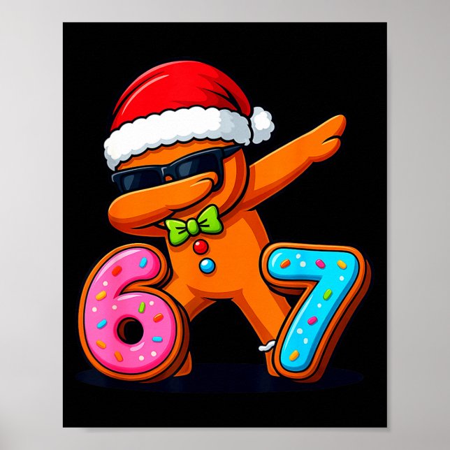 Poster Funny Gingerbread Six Seven 67 Ice Cream Drip Chri (Frente)