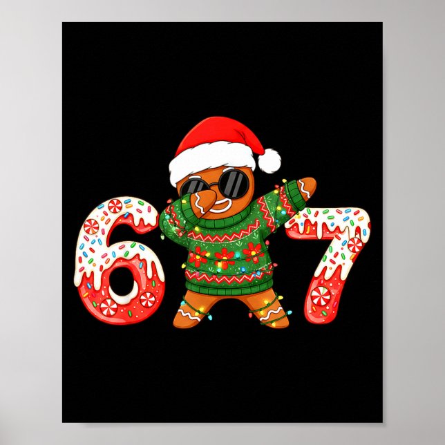 Poster Funny Gingerbread Six Seven 67 Ice Cream Drip Chri (Frente)