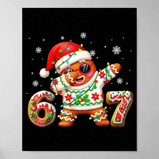 Poster Funny Gingerbread Six Seven 67 Ice Cream Drip Chri (Frente)