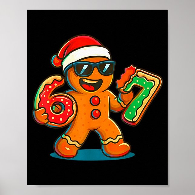 Poster Funny Gingerbread Six Seven 67 Ice Cream Drip Chri (Frente)