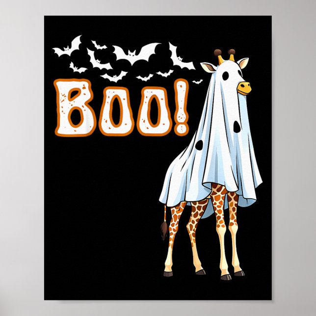 Poster Funny Giraffe Ghost Boo Shirt Cute Animal Hallowee (Frente)