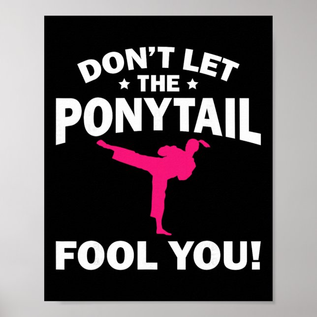 Poster Funny Girl Karate Design Kids Women Kickboxing Bla (Frente)
