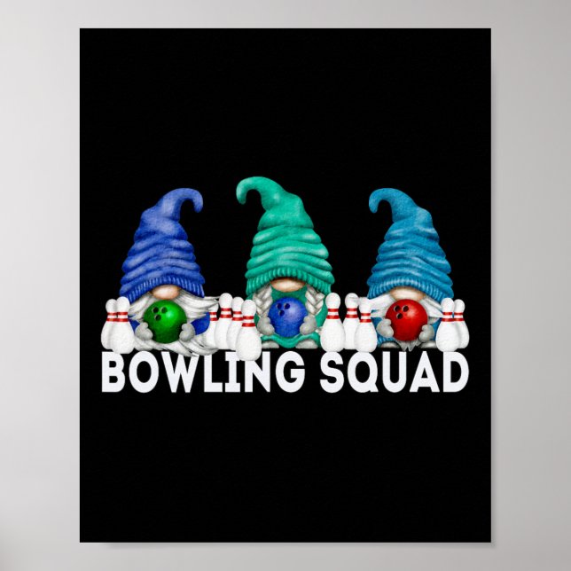 Poster Funny Gnome Bowling Squad For Family Cute Bowling  (Frente)