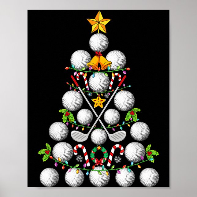 Poster Funny Golf Ball Christmas Tree Christmas Golf Love (Frente)