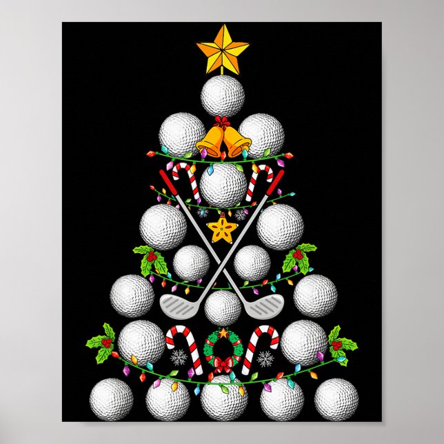 Poster Funny Golf Ball Christmas Tree Christmas Golf Love (Frente)
