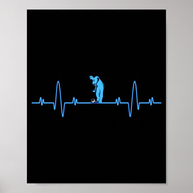 Poster Funny Golf Heartbea - Golfers Men Women Cool  (Frente)