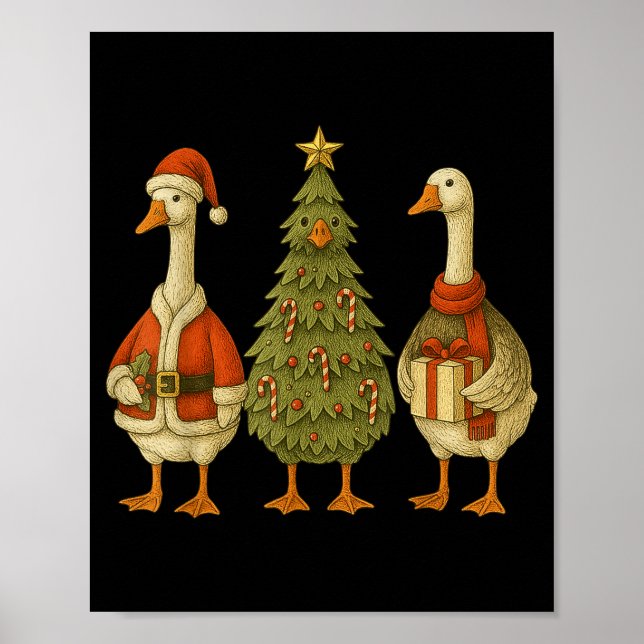 Poster Funny Goose Christmas Lights Goose Cute Xmas Holid (Frente)