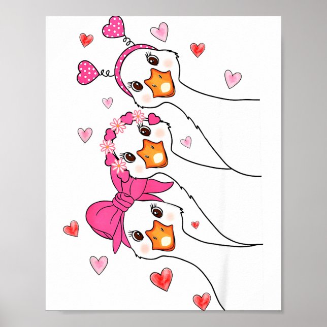 Poster Funny Goose Happy Valentine Goose Cute Heart Lover (Frente)