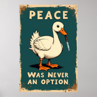 Poster Funny goose with a knife illustration