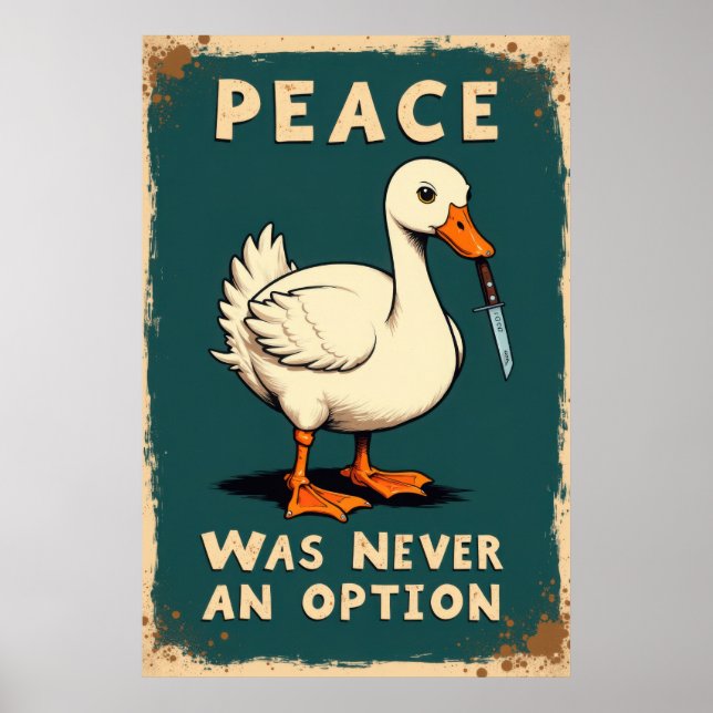 Poster Funny goose with a knife illustration (Frente)