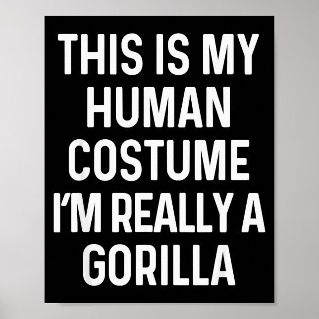 Poster Funny Gorilla Costume Shirt Halloween Adults Kids  (Frente)