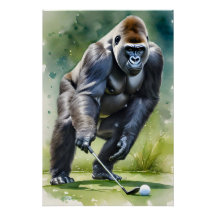 Funny Gorilla Jogando Golf