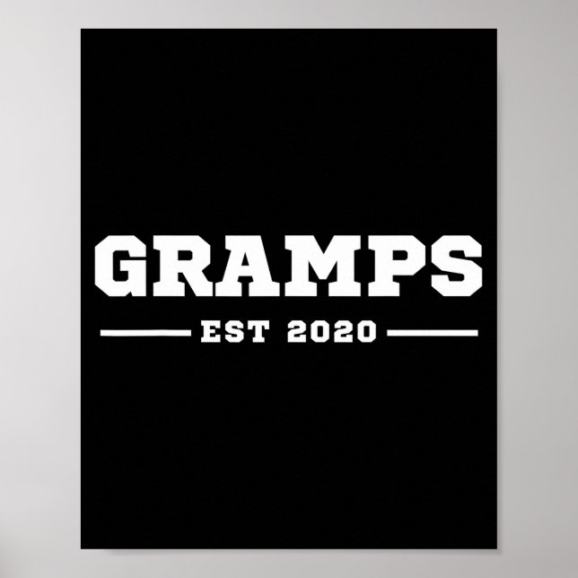 Poster Funny Grandpa Soon To Be Gramps Est 2020 New Grand (Frente)
