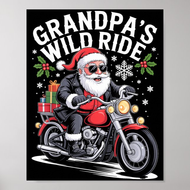 Poster Funny Grandpa's Biker Ride Christmas Motorcycle Sa (Frente)