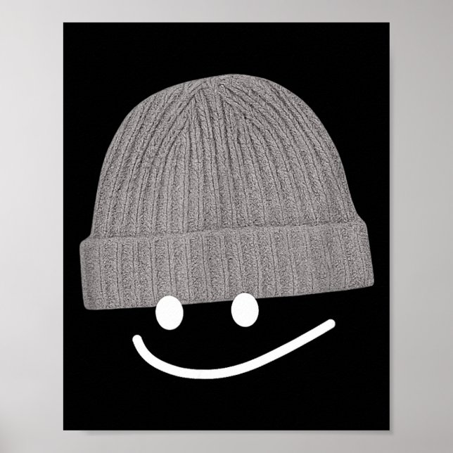 Poster Funny Graphic Smile Face Men Women Cute Wool Hat W (Frente)