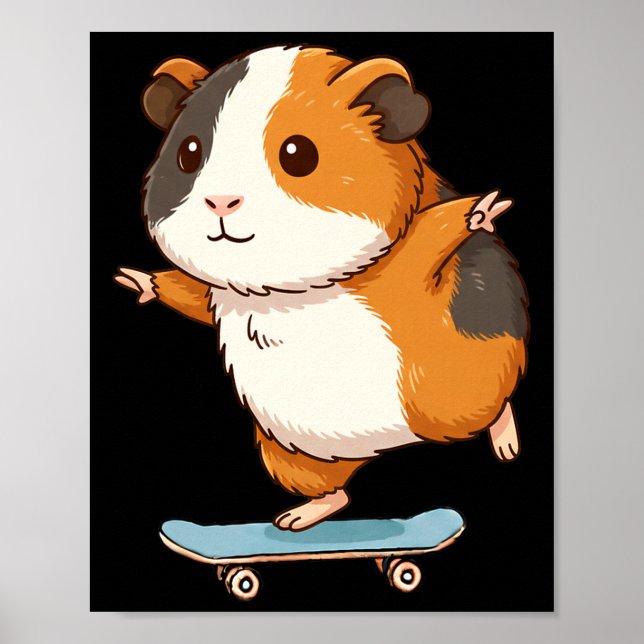 Poster Funny Guinea G Skater Skateboard Ballerina Zoo Boy (Frente)