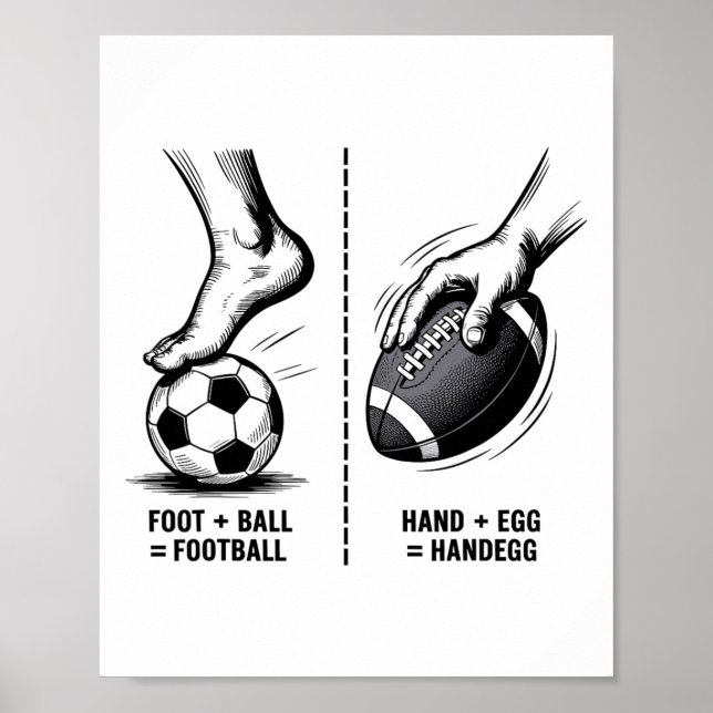 Poster Funny Handegg Vs Futebol Meme Lógica do Futebol Es (Frente)