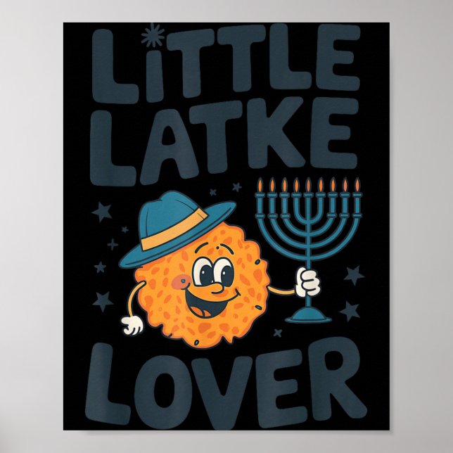 Poster Funny Hanukkah Little Latke Jewish Family Kids Mat (Frente)
