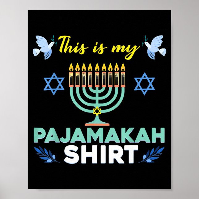 Poster Funny Hanukkah Pajama Shirt This Is My Pajamakah G (Frente)