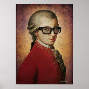Pôster Funny Happy Hipster Mozart Classic Music Art