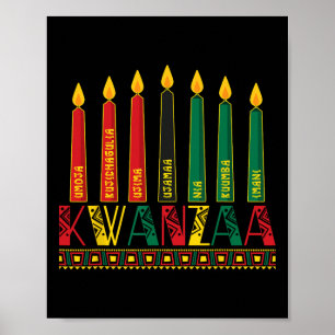 Poster Funny Happy Kwanzaa Kinara Princípios Velas Pan