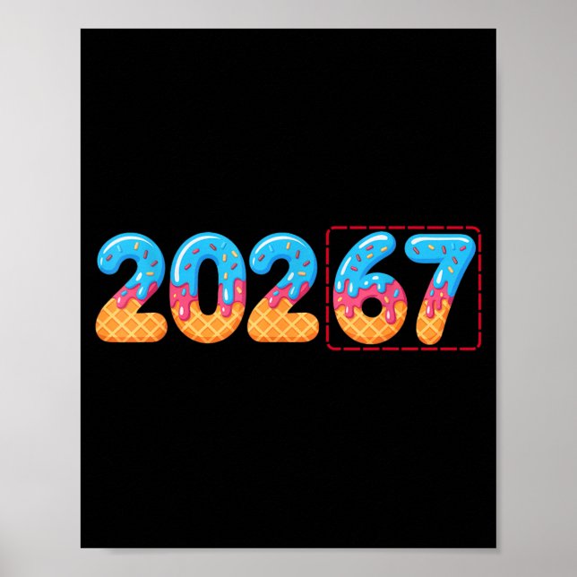 Poster Funny Happy New Year 2026 20267 Ice Cream Drip 67  (Frente)