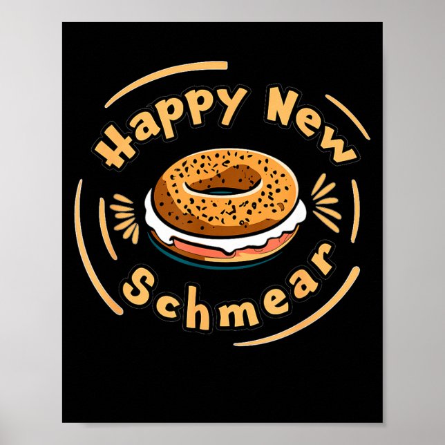 Poster Funny Happy New Year Bagel &amp; Schmear Jewish Br (Frente)