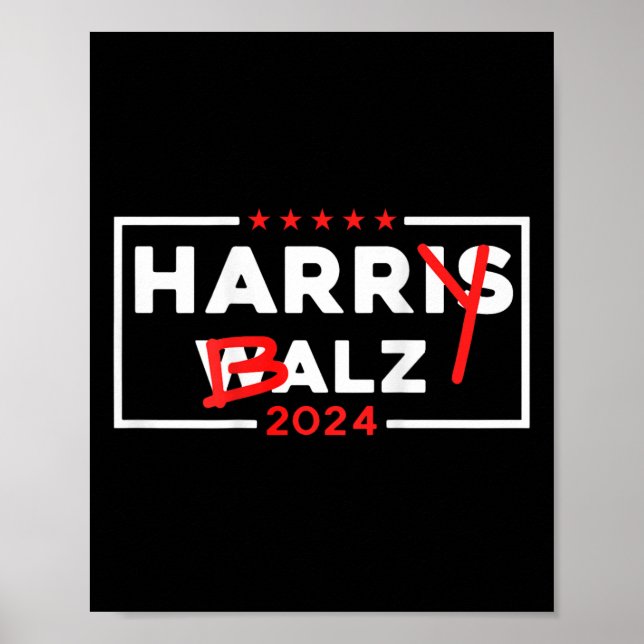 Poster Funny Harris W 24 Harry B 2024 Meme Democrata (Frente)