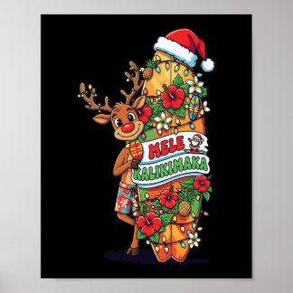 Poster Funny Hawaiian Christmas Mele Kalikimaka Reindeer