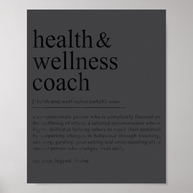 Poster Funny Health Wellness Coach Quote Definition  (Frente)