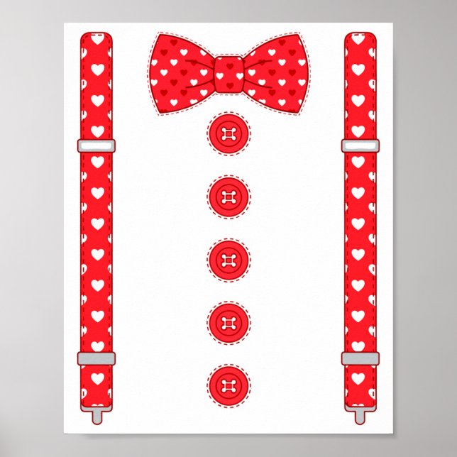 Poster Funny Hearts Bow Tie Suspenders Valentine's Day Co (Frente)