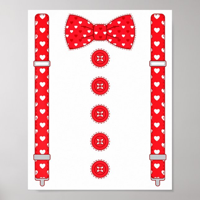 Poster Funny Hearts Bow Tie Suspenders Valentine's Day Co (Frente)