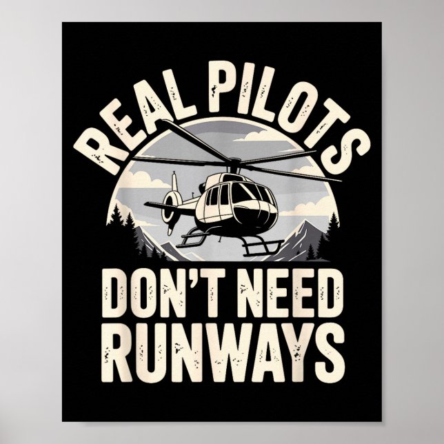 Poster Funny Helicopter Lot Art For Men Women Flying Heli (Frente)