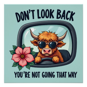 Pôster Funny Highland Cow Retro Western Motivation Art