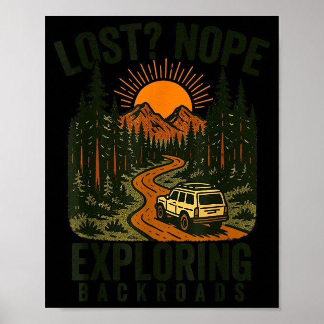 Poster Funny Hiking Lost_ Nope Exploring Backroads Humor  (Frente)