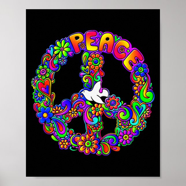 Poster Funny Hipe Flower Wer Peace Sign Tee  (Frente)