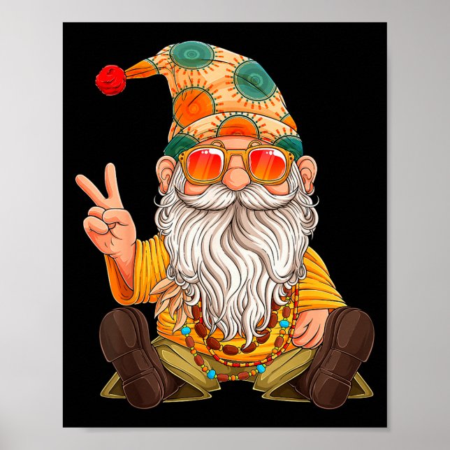 Poster Funny Hipe Gnome Peace Sign Gnomes Lovers Men Wome (Frente)