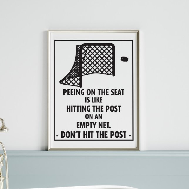 Poster Funny Hockey Themed Bathroom Peeing on the Seat (Criador carregado)